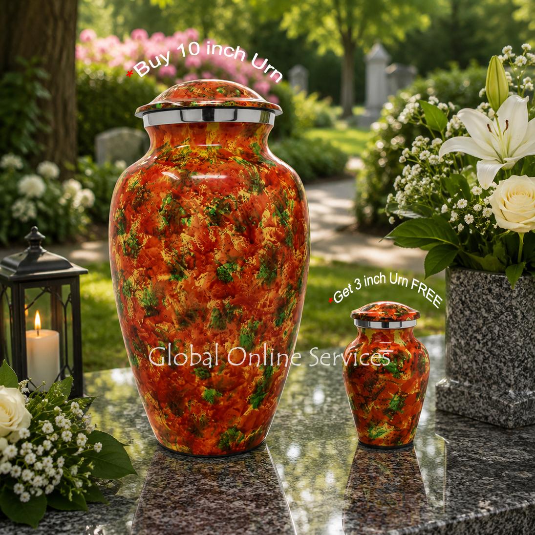 Polychromatic Large Aluminium Cremation Urns for Ashes + FREE Small Aluminium Keepsake Urn (Large)