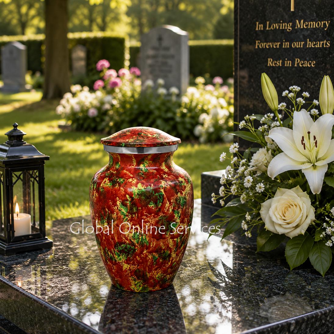Polychromatic Medium Aluminium Urn for Cremation Ashes (Medium)