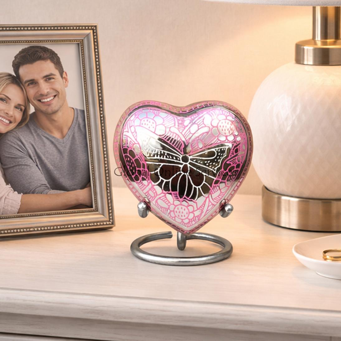Portland Pink Mini Heart Urn for Funeral Keepsake Ashes of Adults (Pink)