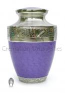 Purple Brass Urn, Hand Engraved Nickel Finish Large Urn for Memorial Ashes