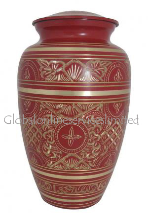 Red and Silver Detailed Decorative Human Adult Urn Ashes