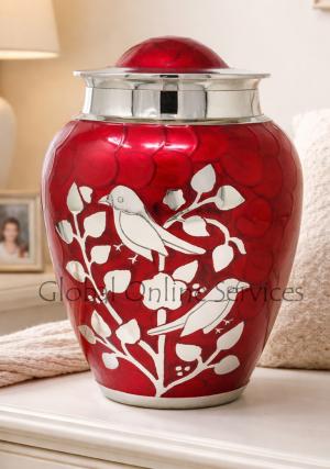 Red blessing birds large adult ashes cremation urn Red blessing birds large adult ashes cremation urn