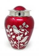 Red blessing birds large adult ashes cremation urn 