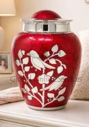 Red blessing birds large adult ashes cremation urn 
