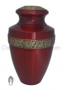Rich Ruby Red Band Engraved Large Adult Urn Ashes