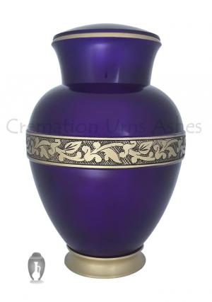 Royal Purple Floral Band Adult Urn For Human Ashes