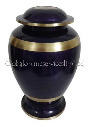 Russian Violet Blue Gold Band Adult Memorial Urn