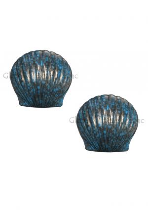 Pack Of Two Aqua Brass Keepsake Shell Urn for Small Human Ashes