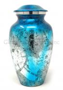 Shiny Blue Aluminium Large Urn for Cremation Ashes