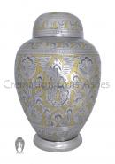 Silver Dynasty Dome Top Adult Memorial Urn for Funeral