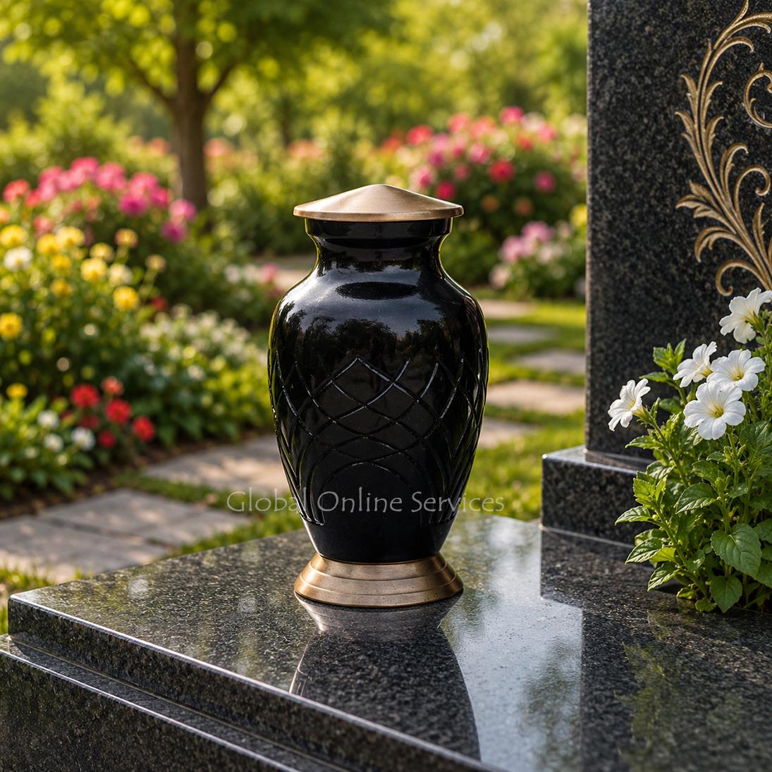 Skipton Black Mini Keepsake Funeral Urn for Human Cremations