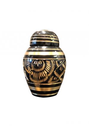 Small Black Polished Classic Brass Keepsake Urn 