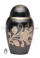 Small Black and Gold Floral Keepsake Urn for Cremation Ashes