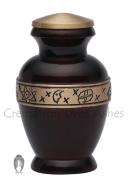 Small Classic Gold Band Maroon Keepsake Cremation Urn for Ashes