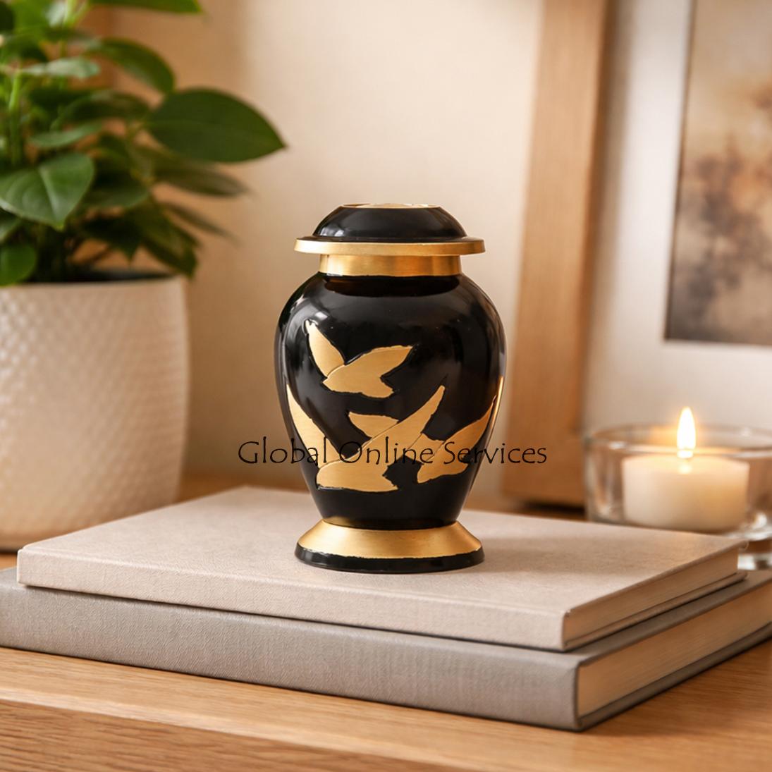 Small Going Home Black Keepsake Urn for Human Cremation Ashes