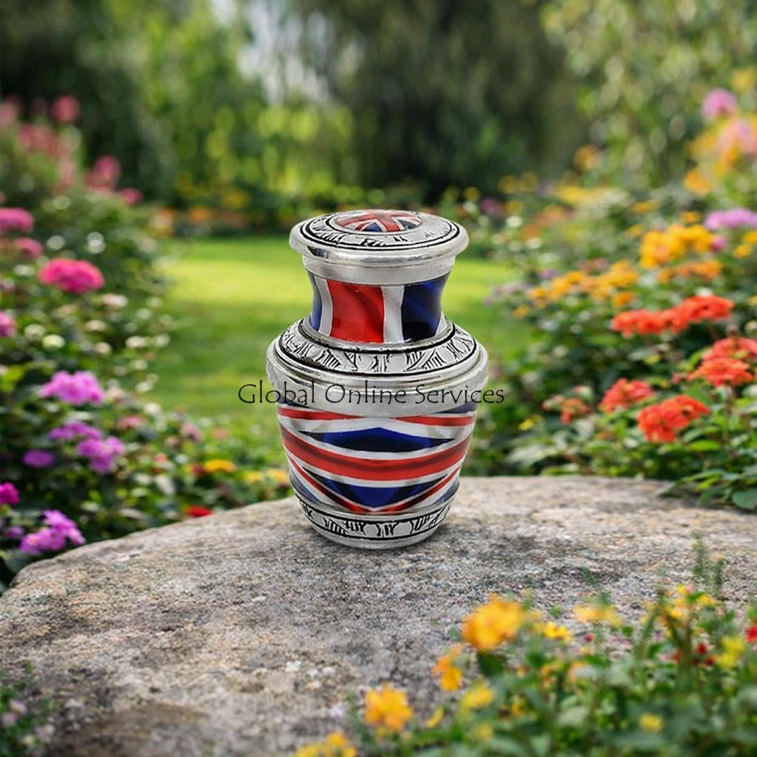 Small UK Flag Keepsake Urn For Human Ashes