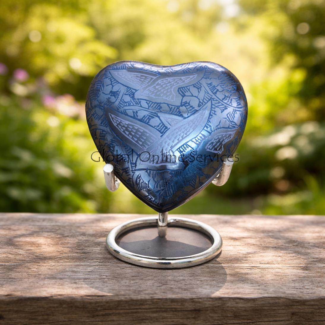 Soaring Blue Doves Heart Keepsake Urn – A Tribute of Peace and Freedom