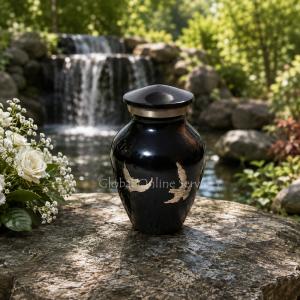 Soaring Doves Blue Memorial Keepsake Urn for Ashes