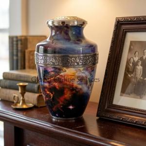 Spiral Space Galaxy Designed Large Adult Memorial Urn For Ashes.