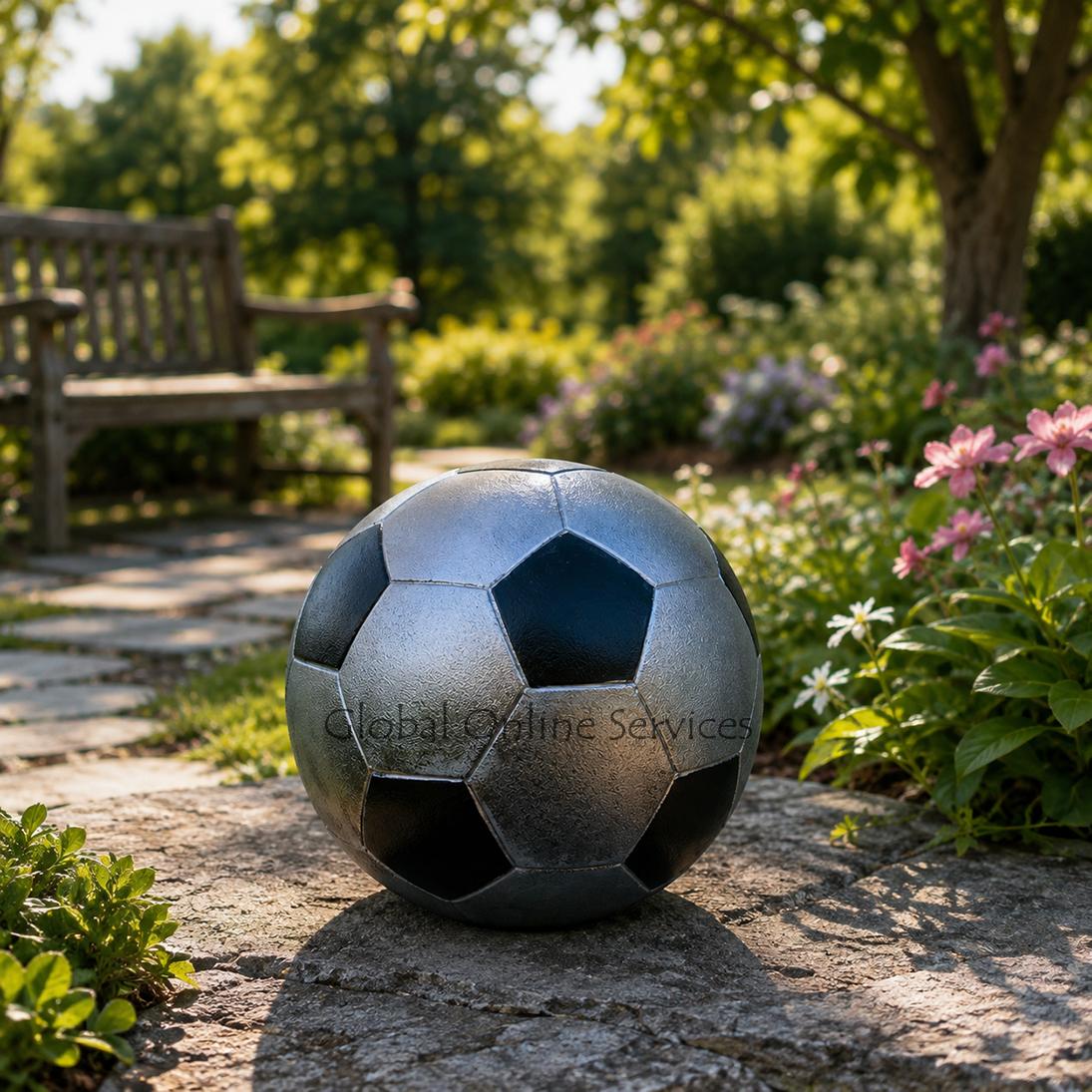 Sportive Circular Football Design Large Adult Decorative Urn For Ashes.