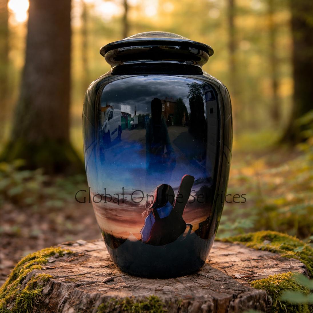 Sunset Angle Stargazing Design Large Aluminium Decorative Urn For Ashes