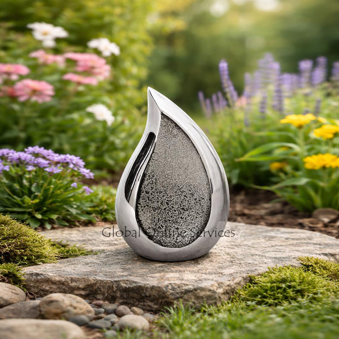 Thame Silver Elegance Textured Teardrop Keepsake Urn – A Modern Tribute of Love