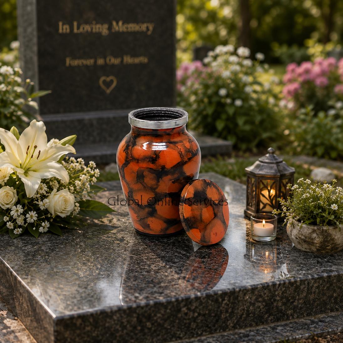 Timeless Brown & Black Marbled Memorial Keepsake Urn
