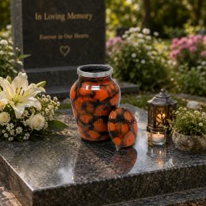 Timeless Brown & Black Marbled Memorial Keepsake Urn
