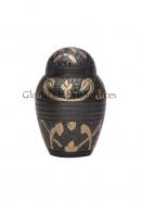 Timeless Windsor Keepsake Urn – Black Brass Memorial with Intricate Gold Floral Patterns