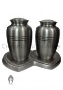 Triple Band Pewter Companion Adult Urns for Ashes
