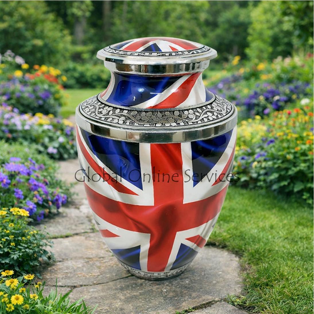 UK Flag Large Adult Decorative Human Urn For Ashes.