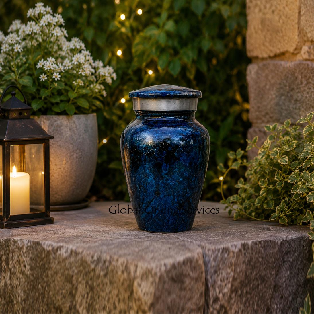 Water Blue Small Keepsake Aluminium Cremation Urn Ashes