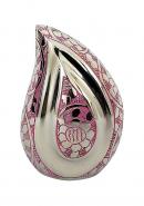 White Butterfly Design Portland Pink Small Teardrop Human Urn For Ashes.