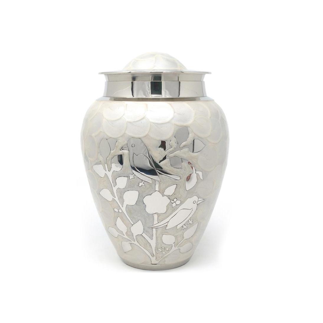 White blessing birds large adult ashes cremation urn