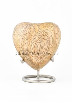 Wooden Heart Keepsake Urn for Funeral Human Ashes (Polished)