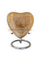 Wooden Heart Keepsake Urn for Funeral Human Ashes (Polished)