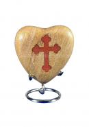 Wooden Heart Keepsake with Red Cross Inlay