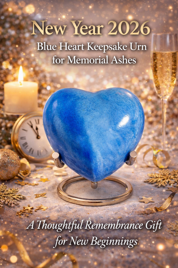 Blue Heart Keepsake Urn for Memorial Ashes A Heartfelt Memorial for Everlasting Love