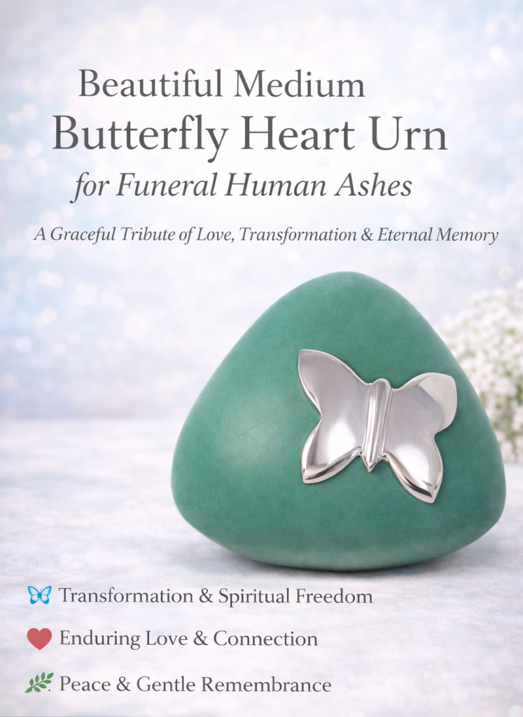 Beautiful Medium Butterfly Heart Urn for Funeral Human Ashes