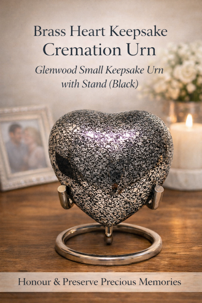 Glenwood Small Heart Keepsake Urn with Stand (Black)