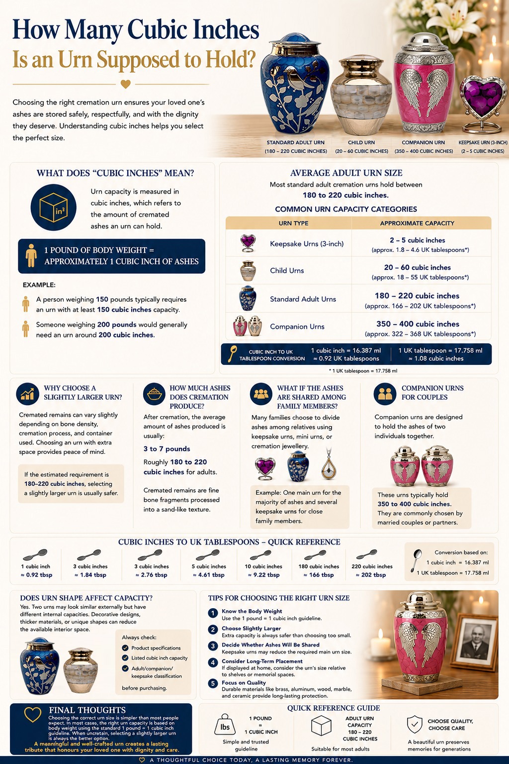 How Many Cubic Inches Should an Urn Hold? Complete Urn Size Guide
